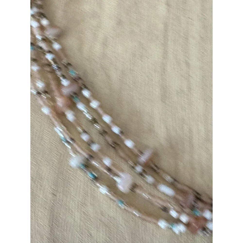 Tica Rose 925 Sterling Silver Rose Quartz Gemstone Beaded Multi-Strand Necklace - Picture 4 of 10